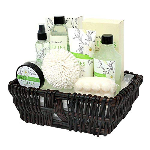 Gift Baskets for Women, Body & Earth Spa Basket Gifts for Women, Lily 10pc Sp...