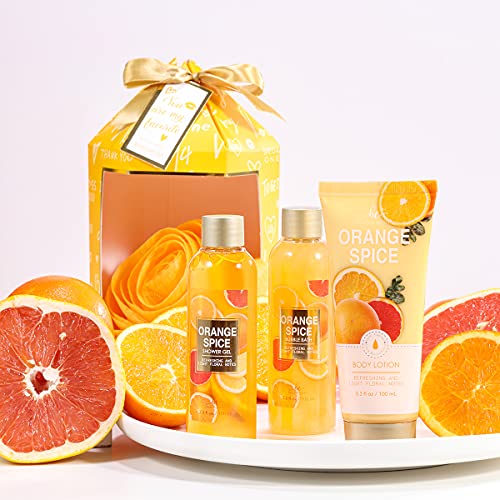Gift Set for Women, Body & Earth 4 Pcs Spa Kit with Orange Spice,Include Show...