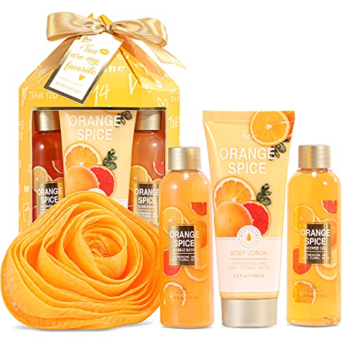 Gift Set for Women, Body & Earth 4 Pcs Spa Kit with Orange Spice,Include Show...