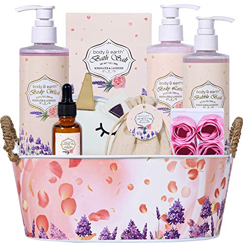 Spa Gift Baskets for Women, Bath Set for Women Gift - Body & Earth 10 Pcs Gif...