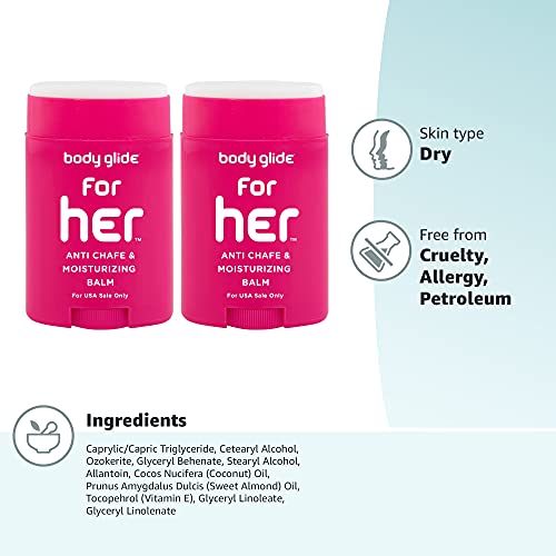 body glide For Her Anti Chafe Balm, 1.5 oz (USA Sale Only)