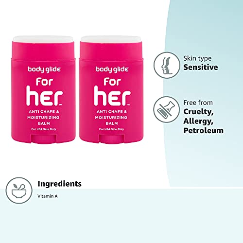 Body Glide For Her Anti Chafe Balm, 1.5oz, 2 Pack (USA Sale Only)