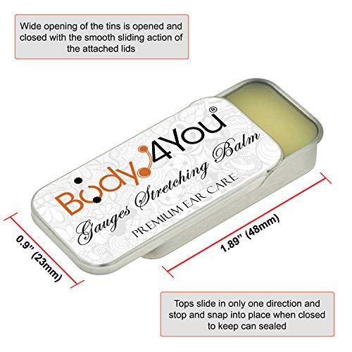 BodyJ4You 73PC Gauges Kit Ear Stretching Aftercare Balm 14G-00G Black White A...