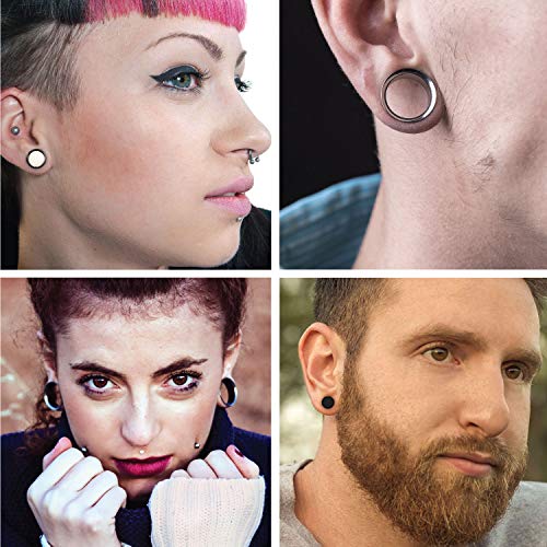 BodyJ4You 73PC Gauges Kit Ear Stretching Aftercare Balm 14G-00G Black White A...