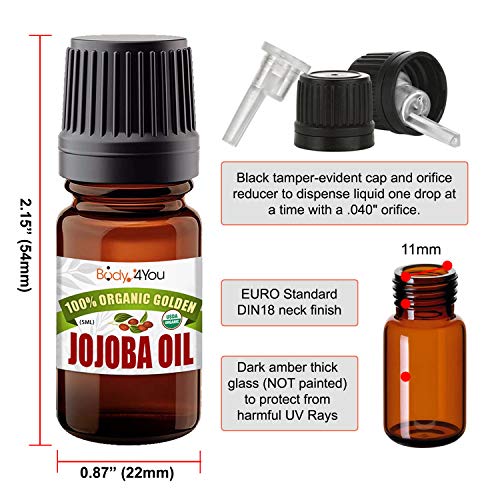BodyJ4You Jojoba Oil Golden (10ml) Organic Stretched Ear Lobe Natural Afterca...