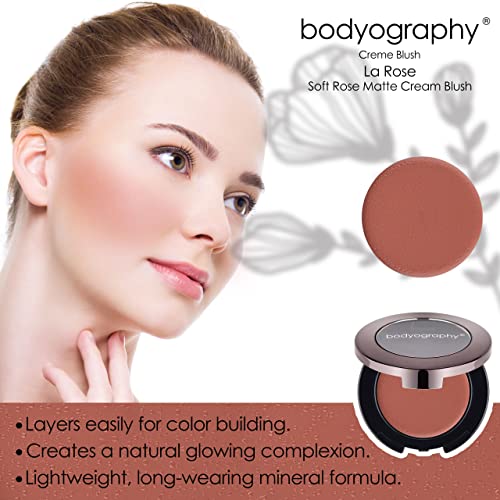 Bodyography Mineral Blush (La Rose): Natural, Long-Wearing Dusky Rose Cream B...