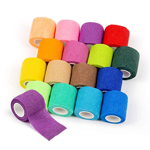 16Pcs Disposable Cohesive Tattoo Grip Cover Wrap, Self Grip Roll Elastic Band...