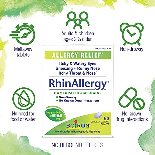 Boiron Rhinallergy Homeopathic Medicine for Allergy Relief, White, No Flavor,...