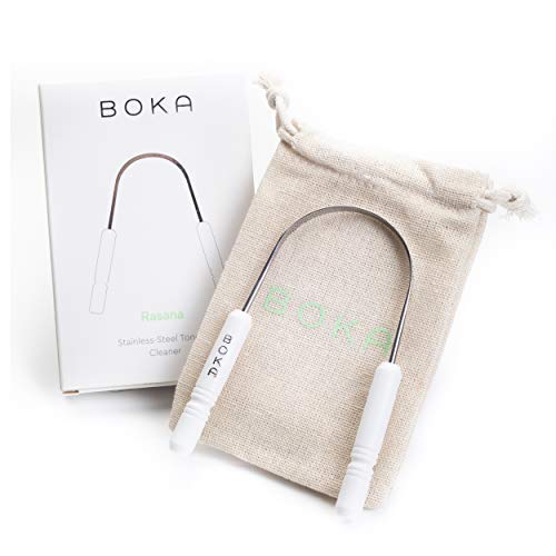 Boka Rasana Stainless- Steel Tongue Cleaner with Linen Travel Pouch | Remove ...