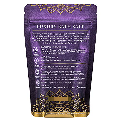 Bokek Organic Lavender Bath Salt, Dead Sea Salt Scented with Certified Organi...