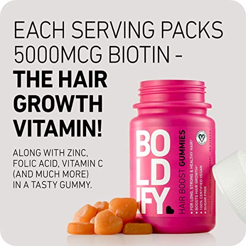BOLDIFY Biotin Gummies for Healthy Looking Hair Growth (5000 mcg) - Vegan & S...