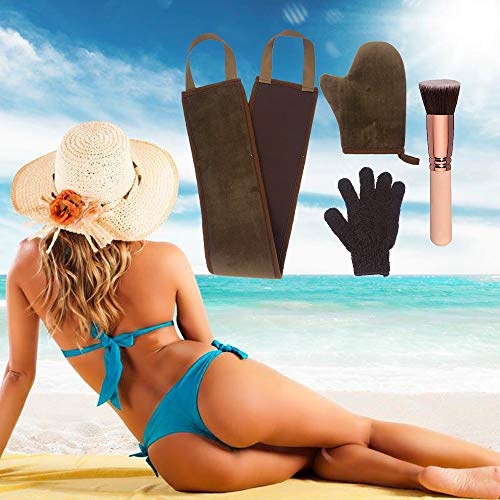 4Pcs Self Tanning Mitt Applicator Kit Set, with Self Tanner Mitt, Tanning Lot...