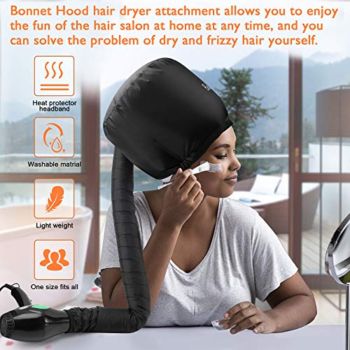 Bonnet Hair Dryer - Boloye Soft Bonnet Hood Hair Dryer Attachment with Heat P...