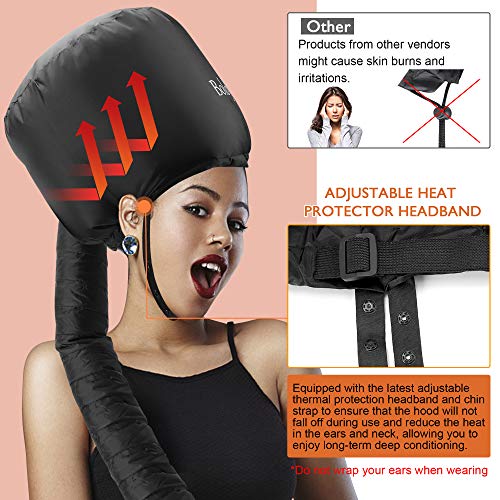Bonnet Hair Dryer - Boloye Soft Bonnet Hood Hair Dryer Attachment with Heat P...