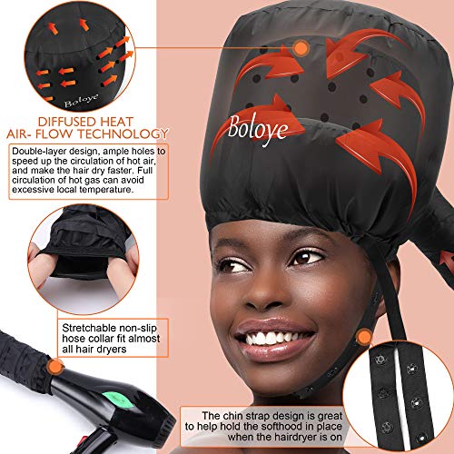 Bonnet Hair Dryer - Boloye Soft Bonnet Hood Hair Dryer Attachment with Heat P...