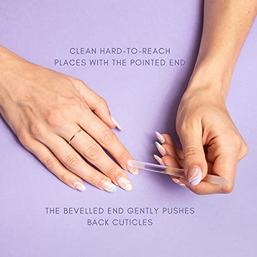 Glass Cuticle Pusher Set of 2 Manicure Nail Care Tools - Bona Fide Beauty Pre...