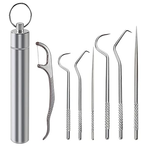 bonmall Dental Teeth Pick Stainless Steel Toothpick Set Reusable Tooth Stains...