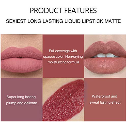 BONNIESTORE 6Pcs Matte Liquid Lipstick Set, 6 Nude Colors Matte liquid Long-L...