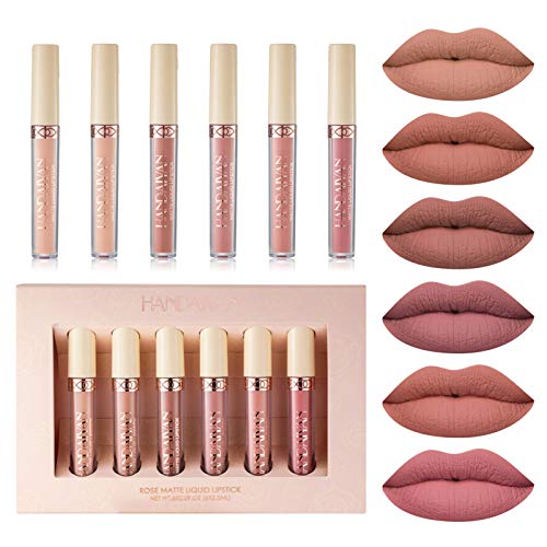 BONNIESTORE 6Pcs Matte Liquid Lipstick Set, 6 Nude Colors Matte liquid Long-L...