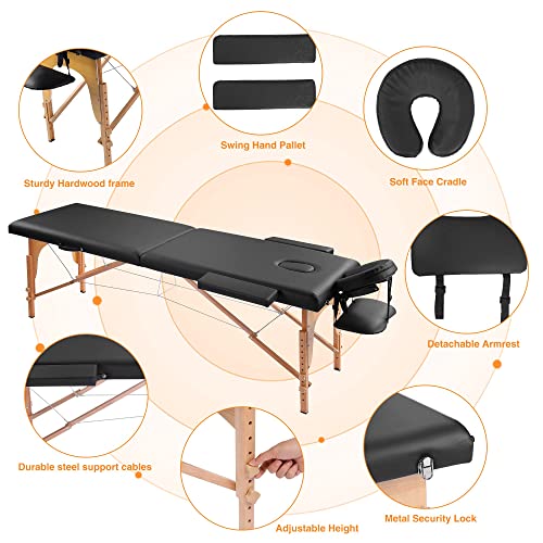 Upgrade Reinforced Professional Massage Table Bed Portable 500 LBS Load Capac...