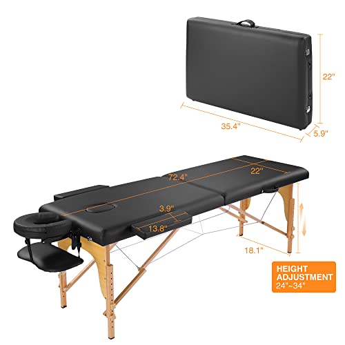Upgrade Reinforced Professional Massage Table Bed Portable 500 LBS Load Capac...