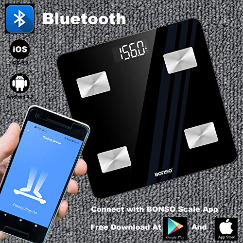 BONSO Smart Scales ,Digital Weight and Body Fat Scales, Bluetooth Body Compos...