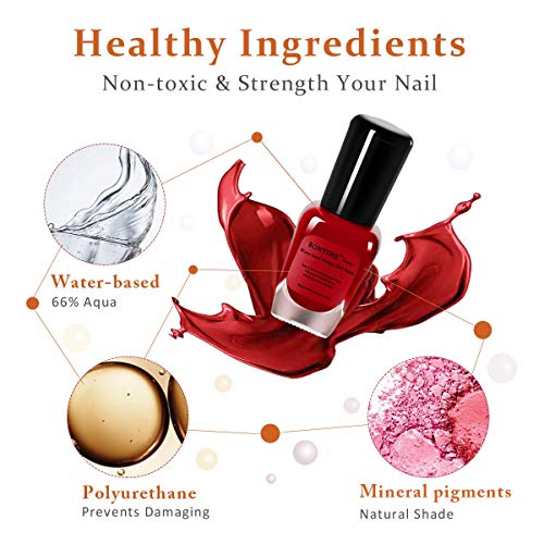 BONTIME Non-Toxic Nail Polish - Easy Peel Off & Quick Dry, Organic Water Base...