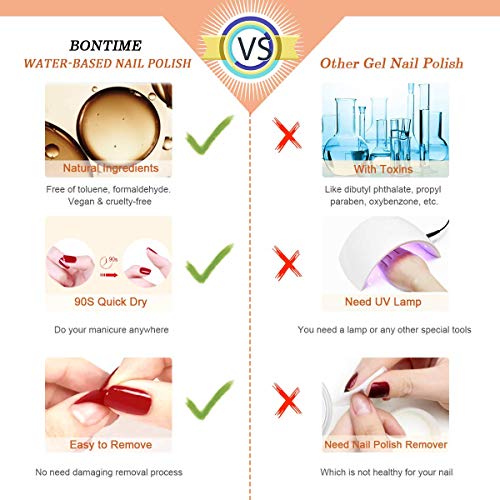 BONTIME Non-Toxic Nail Polish - Easy Peel Off & Quick Dry, Organic Water Base...