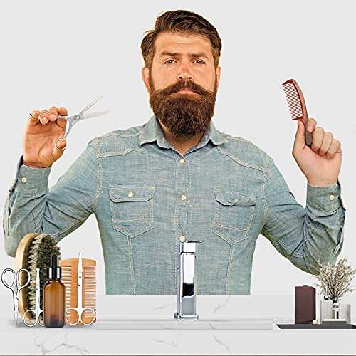 Beard Shaping and Trimming Kit with Mustache Shaving and Nose Hair Scissors, ...