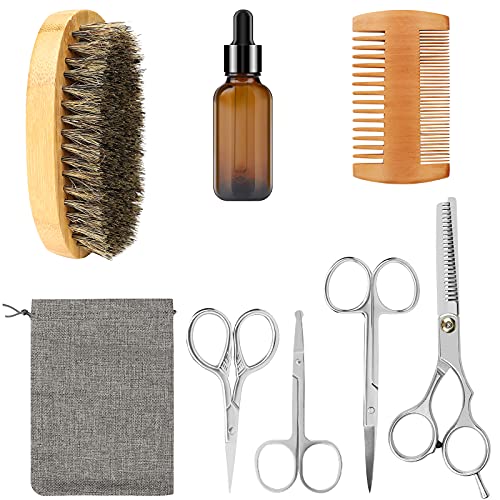 Beard Shaping and Trimming Kit with Mustache Shaving and Nose Hair Scissors, ...