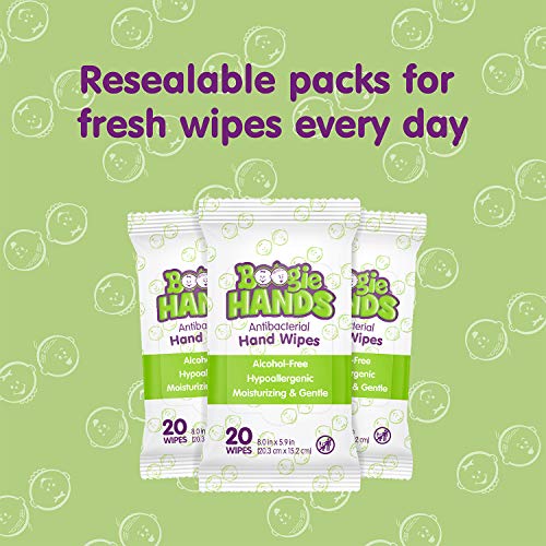 Hand Sanitizer Wipes by Boogie Wipes, Alcohol-Free, Hypoallergenic and Moistu...