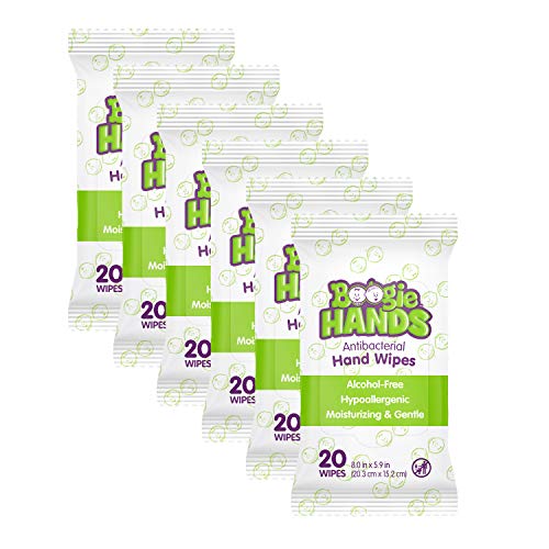 Hand Sanitizer Wipes by Boogie Wipes, Alcohol-Free, Hypoallergenic and Moistu...