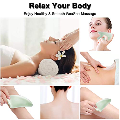 BOOKUU Quartz Gua Sha Scraping Massage Tools, Natural Stone Guasha Board for ...