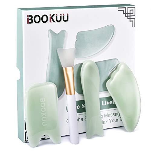 BOOKUU Quartz Gua Sha Scraping Massage Tools, Natural Stone Guasha Board for ...