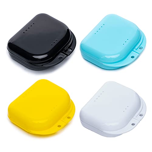 Retainer Case with Vent Holes, 4 Pcs Denture Case, Durable & Similar Mouth Gu...