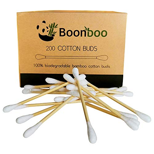 Boonboo Cotton Swabs | 200 Bamboo Cotton Buds | Plastic-Free | Sustainable & ...