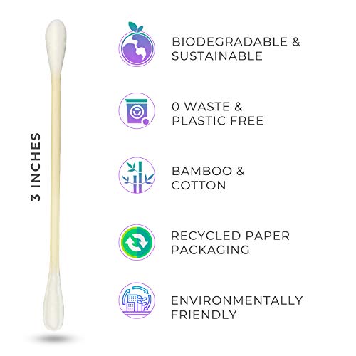 Boonboo Cotton Swabs | 400 Count Bamboo Cotton Buds | Plastic-Free | Biodegra...