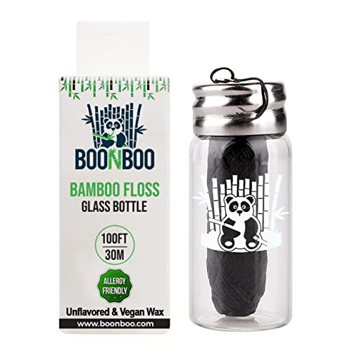 Boonboo Dental Floss | 100FT/30M Bamboo Woven Fiber | Unflavored & Vegan Wax ...