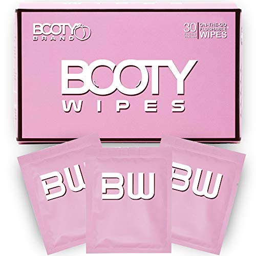 BOOTY WIPES for Women - 30 Individually Wrapped Flushable Feminine Wet Wipes ...