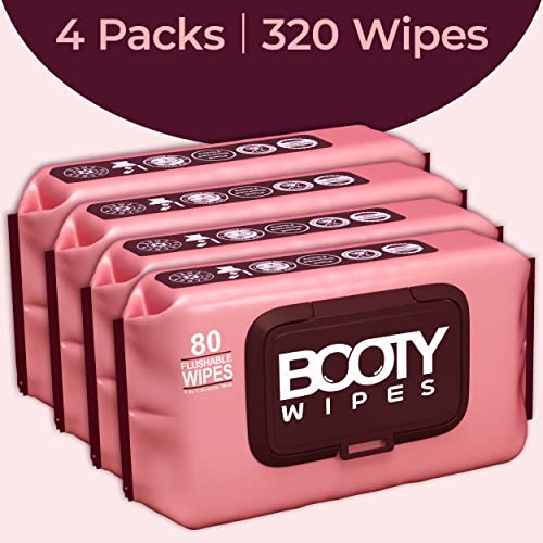 BOOTY WIPES for Women - 320 Flushable Wet Wipes for Adults, Feminine Wipes, (...