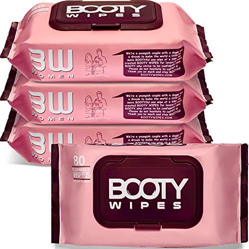 BOOTY WIPES for Women - 320 Flushable Wet Wipes for Adults, Feminine Wipes, (...