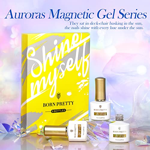 BORN PRETTY Magnetic Gel Polish Set,Auroras Cat Glitter Gel Polish LED Gel Na...