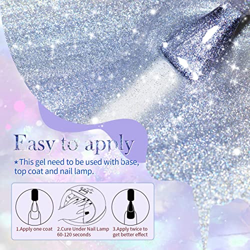 BORN PRETTY Magnetic Gel Polish Set,Auroras Cat Glitter Gel Polish LED Gel Na...