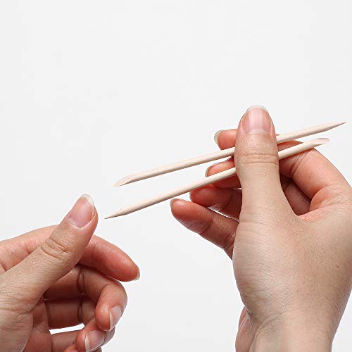 Borogo 100 Pcs Orange Wood Nail Sticks Double Sided Multi Functional Cuticle ...