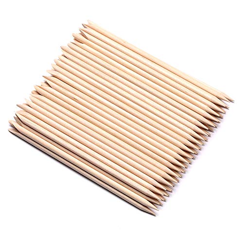 Borogo 100 Pcs Orange Wood Nail Sticks Double Sided Multi Functional Cuticle ...