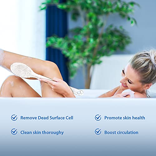 HHKER Comfortable Long-handled Shower Brush, Soft Nylon Body Brush, Gentle Ex...