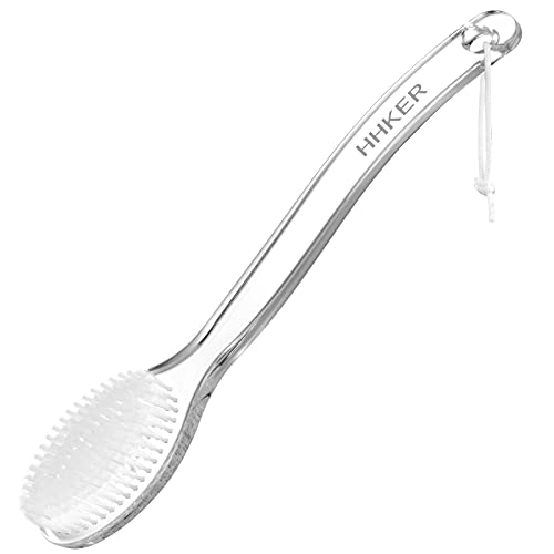 HHKER Comfortable Long-handled Shower Brush, Soft Nylon Body Brush, Gentle Ex...