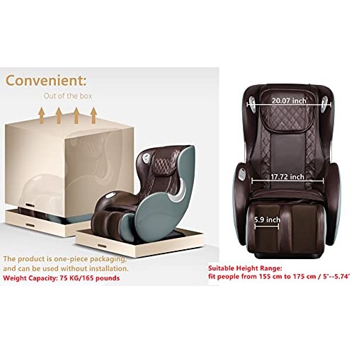 BOSSCARE Small Massage Chairs SL Track Full Body Massage Recliner, Shiatsu Re...
