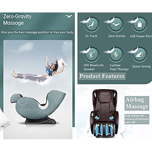 BOSSCARE Small Massage Chairs SL Track Full Body Massage Recliner, Shiatsu Re...