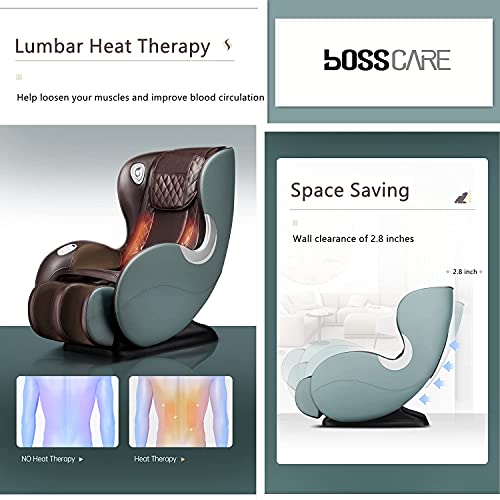 BOSSCARE Small Massage Chairs SL Track Full Body Massage Recliner, Shiatsu Re...